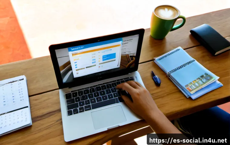 Home 17 소셜미디어 광고 예산 관리 - Photorealistic overhead view of a Spanish-speaking small business owner in a bright Madrid-style caf...